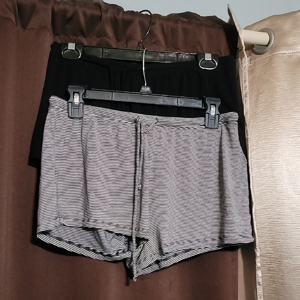 Cynthia Rowley Black and Gray Striped Sleep Shorts